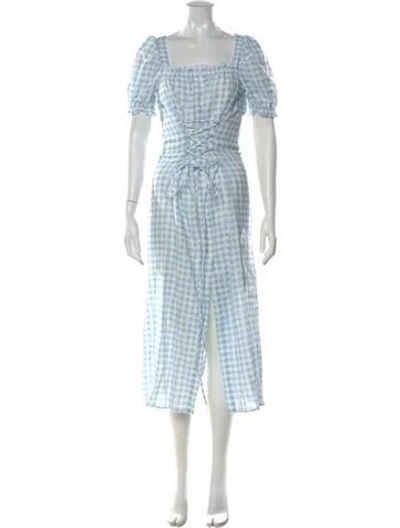 Pre-owned Sleeper Linen Midi Length Dress W/ Tags In Blue