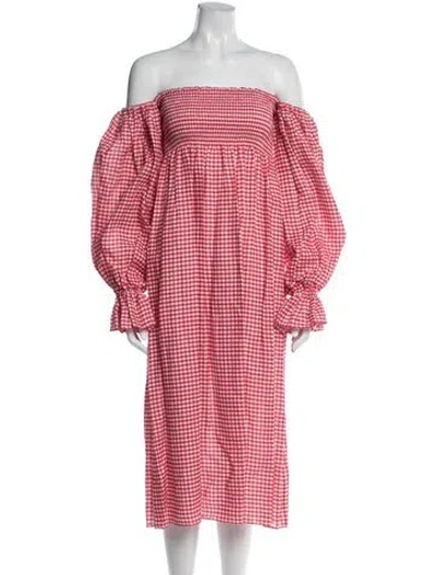 Pre-owned Sleeper Linen Midi Length Dress W/ Tags In Multi