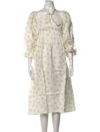 Pre-owned Sleeper Linen Midi Length Dress W/ Tags In Neutrals