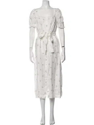 Pre-owned Sleeper Linen Midi Length Dress W/ Tags In Neutrals