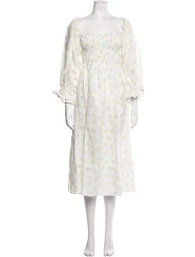Pre-owned Sleeper Linen Midi Length Dress W/ Tags In Neutrals