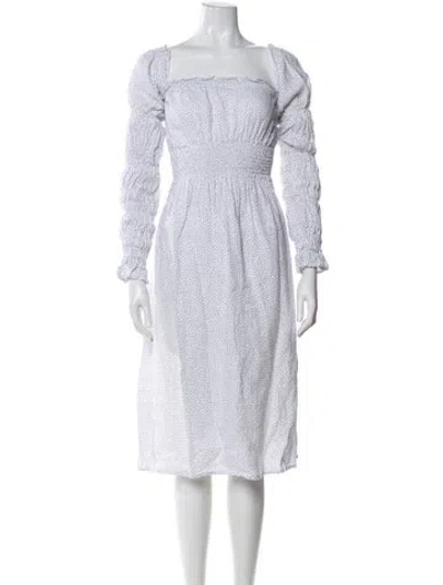 Pre-owned Sleeper Linen Midi Length Dress In White