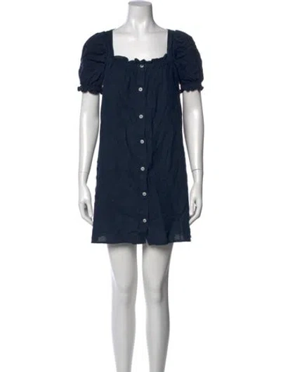 Pre-owned Sleeper Linen Mini Dress In Blue