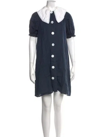 Pre-owned Sleeper Linen Mini Dress In Blue