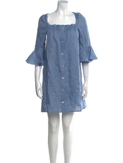Pre-owned Sleeper Linen Mini Dress In Blue