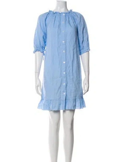 Pre-owned Sleeper Linen Mini Dress In Blue