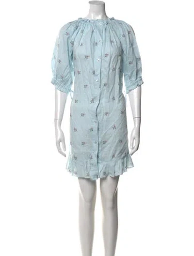 Pre-owned Sleeper Linen Mini Dress In Blue