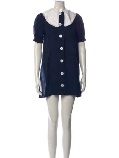 Pre-owned Sleeper Linen Mini Dress In Blue