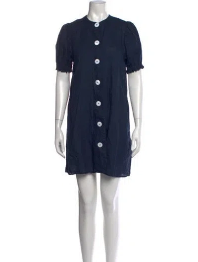 Pre-owned Sleeper Linen Mini Dress In Blue