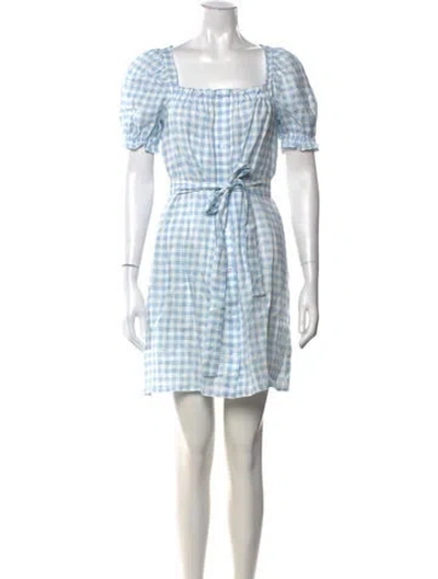 Pre-owned Sleeper Linen Mini Dress In Blue
