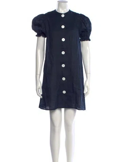 Pre-owned Sleeper Linen Mini Dress In Blue