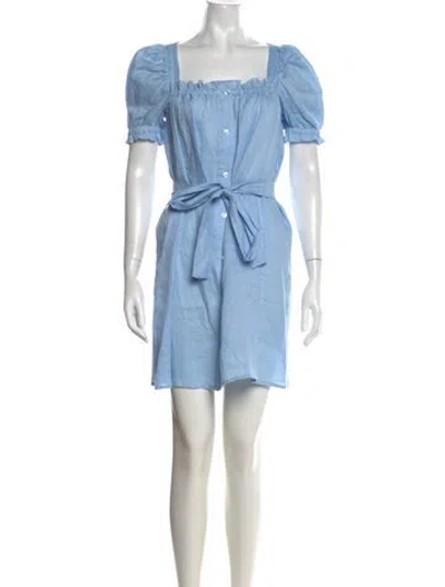 Pre-owned Sleeper Linen Mini Dress In Blue