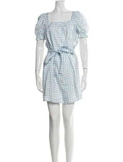 Pre-owned Sleeper Linen Mini Dress In Blue/white