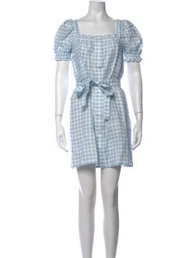 Pre-owned Sleeper Linen Mini Dress In Blue/white