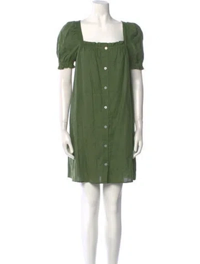 Pre-owned Sleeper Linen Mini Dress In Green
