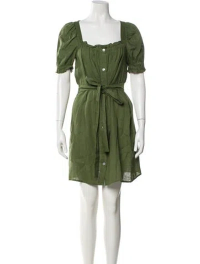 Pre-owned Sleeper Linen Mini Dress In Green