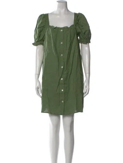 Pre-owned Sleeper Linen Mini Dress In Green
