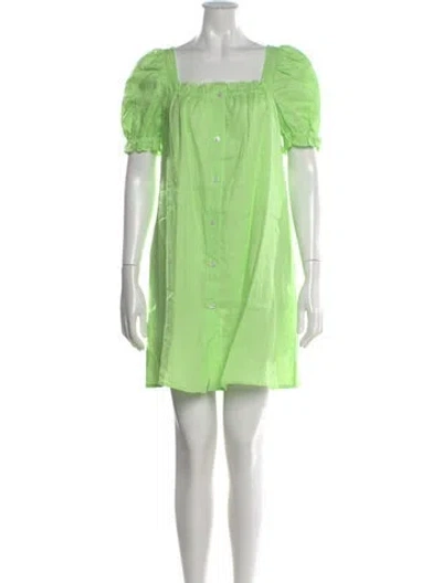 Pre-owned Sleeper Linen Mini Dress In Green
