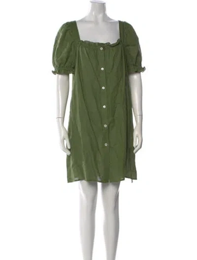Pre-owned Sleeper Linen Mini Dress In Green