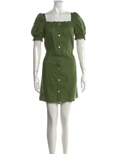 Pre-owned Sleeper Linen Mini Dress In Green
