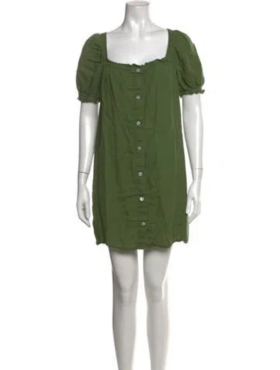 Pre-owned Sleeper Linen Mini Dress In Green