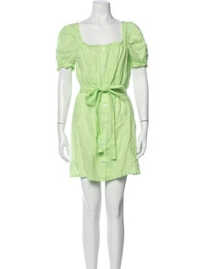 Pre-owned Sleeper Linen Mini Dress In Green