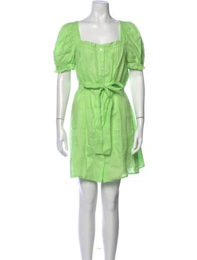 Pre-owned Sleeper Linen Mini Dress In Green
