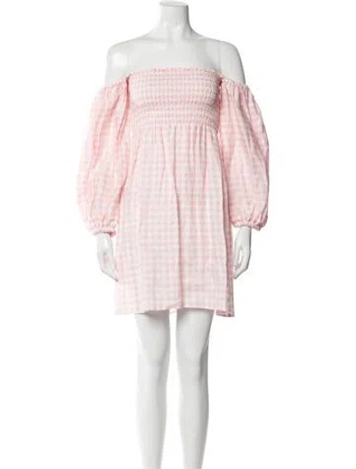 Pre-owned Sleeper Linen Mini Dress In Pink