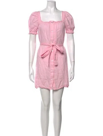 Pre-owned Sleeper Linen Mini Dress In Pink