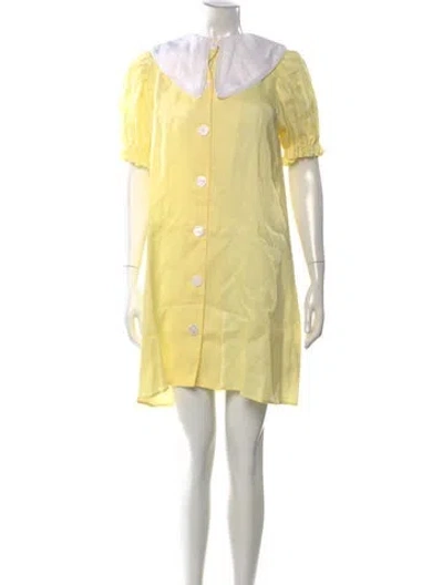 Pre-owned Sleeper Linen Mini Dress W/ Tags In Yellow