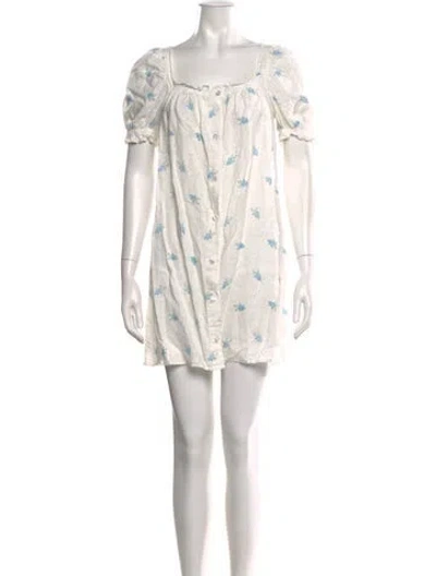 Pre-owned Sleeper Linen Mini Dress In White