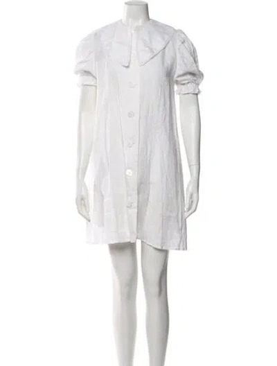 Pre-owned Sleeper Linen Mini Dress In White