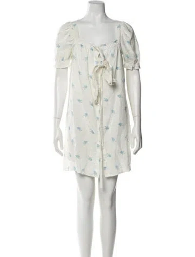 Pre-owned Sleeper Linen Mini Dress In White