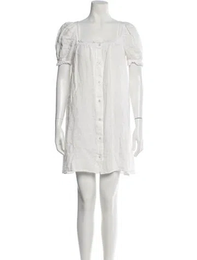 Pre-owned Sleeper Linen Mini Dress In White