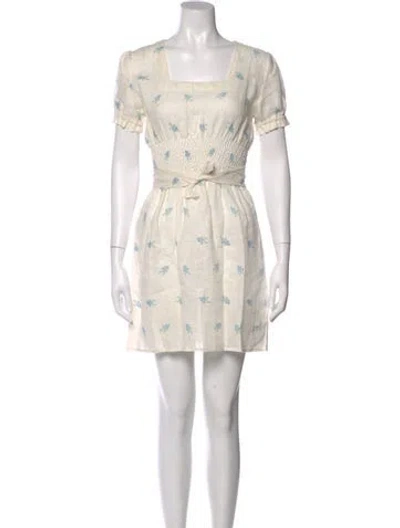 Pre-owned Sleeper Linen Mini Dress In White