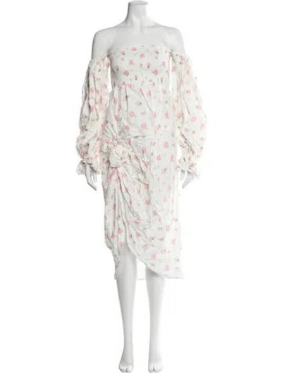Pre-owned Sleeper Linen Mini Dress In White
