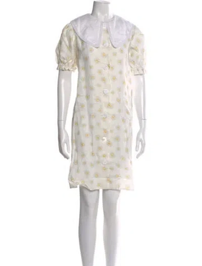 Pre-owned Sleeper Linen Mini Dress In White