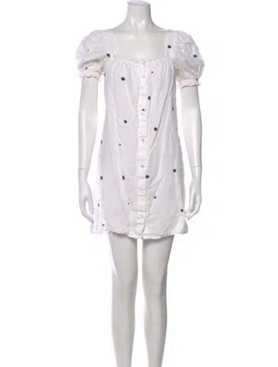 Pre-owned Sleeper Linen Mini Dress In White