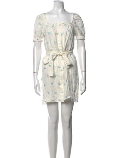Pre-owned Sleeper Linen Mini Dress In White