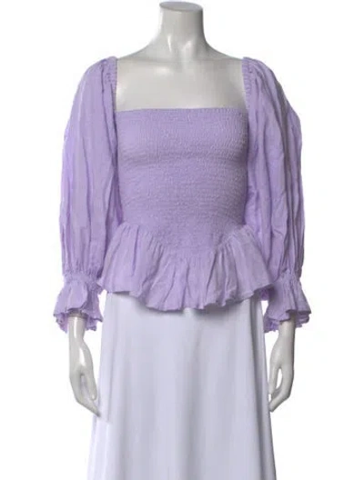 Pre-owned Sleeper Linen Off-the-shoulder Blouse In Purple