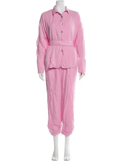Pre-owned Sleeper Linen Pajamas In Pink