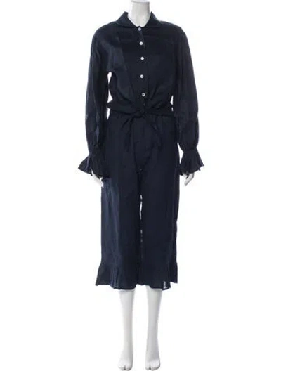 Pre-owned Sleeper Linen Pant Set In Blue