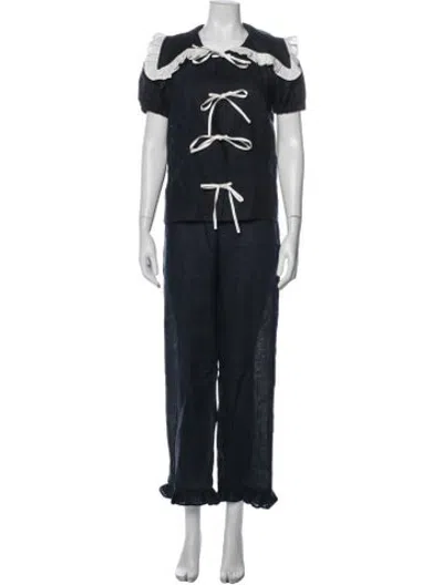 Pre-owned Sleeper Linen Pant Set In Blue