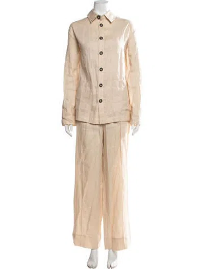Pre-owned Sleeper Linen Pant Set In Neutrals