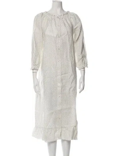 Pre-owned Sleeper Linen Polka Dot Print Nightgown In Neutrals