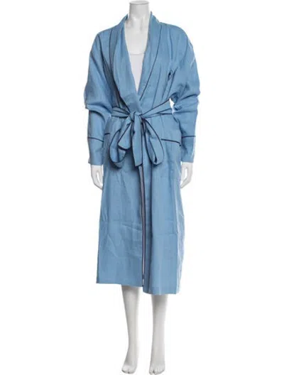 Pre-owned Sleeper Linen Robe W/ Tags In Blue
