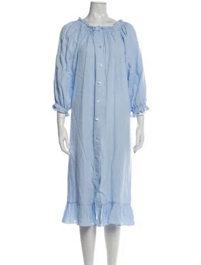 Pre-owned Sleeper Linen Ruffle Embellishment Nightgown In Blue