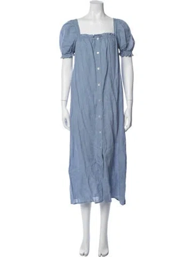 Pre-owned Sleeper Linen Ruffle Embellishment Nightgown In Blue