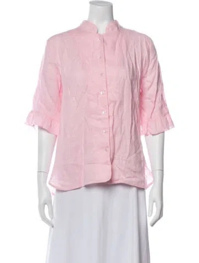 Pre-owned Sleeper Linen Ruffle Embellishment Pajamas In Pink