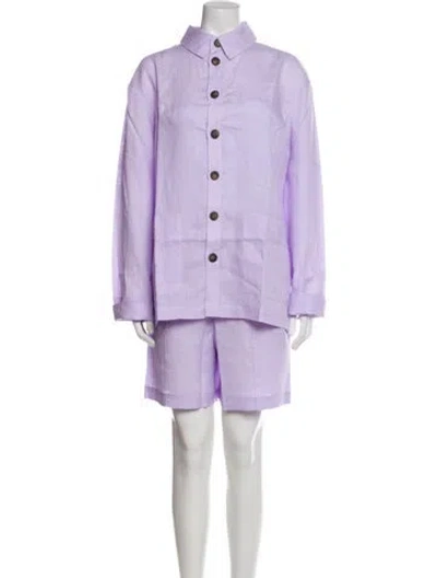 Pre-owned Sleeper Linen Short Set W/ Tags In Purple